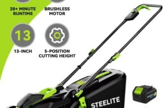 Steelite 13″ Cordless Lawn Mower w/Battery & Charger