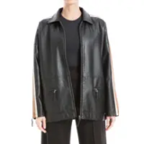 MAX STUDIO Racer Stripe Faux Leather Jacket
